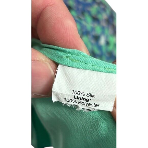 J. Crew Sweet Meadow Silk Midi Dress Women's Blue Green Watercolor Dots Size 4 - Picture 10 of 10